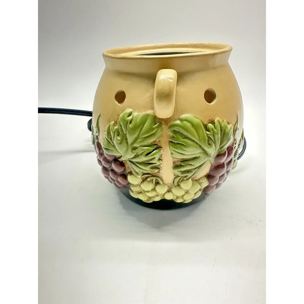 Scentsy Grapevine Wax Warmer Full Size Retired Tuscan Grape Bunches W/ NEW Bulb